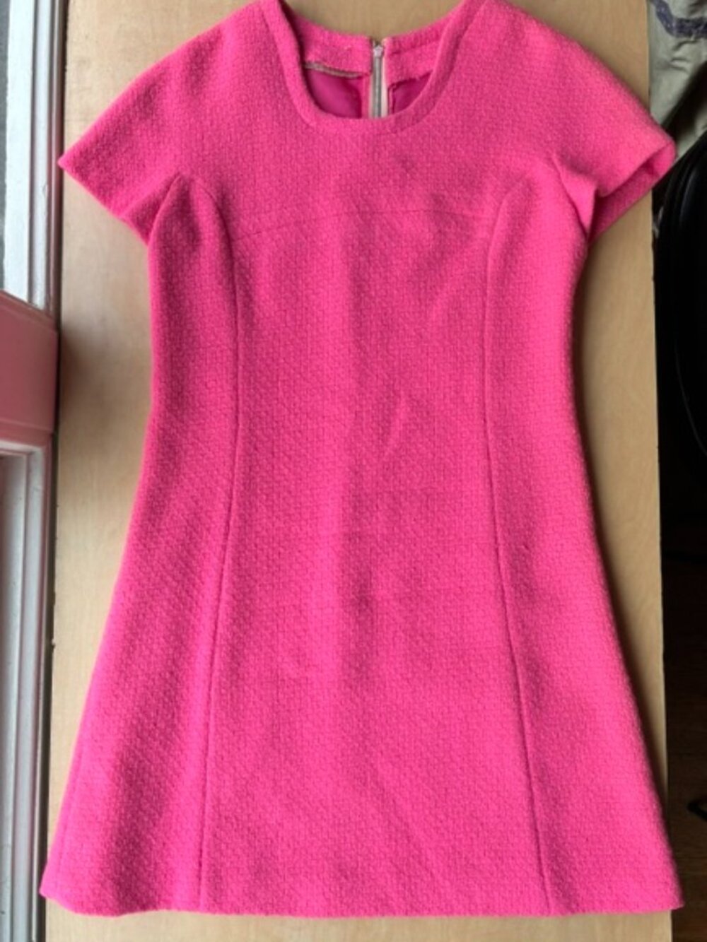 1960s hot pink tweed shift dress